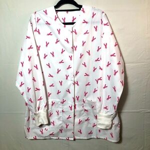 Scrub set breast cancer awareness pants and jacket like new new size  L